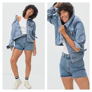 Everlane Way High Rise Raw Hem Denim Short Size 27